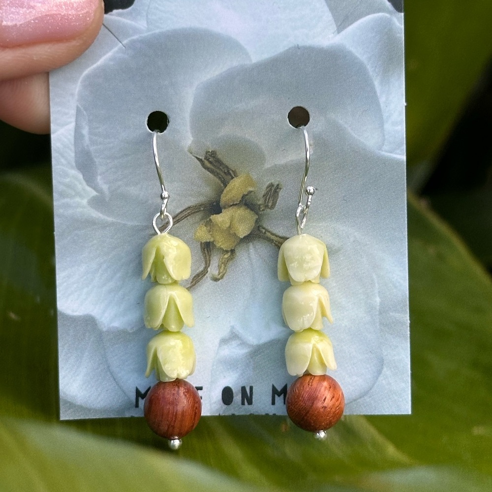 E87. Handcrafted .925 Sterling Silver Pakalana & Iliahi Earrings Made in Maui